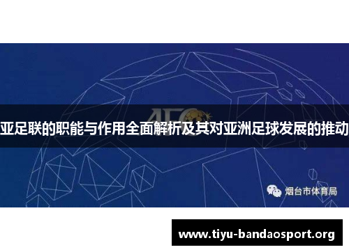 亚足联的职能与作用全面解析及其对亚洲足球发展的推动